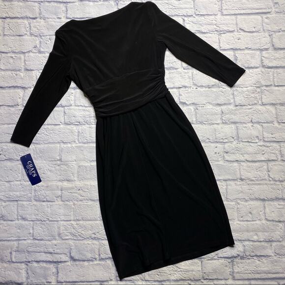 NEW Chaps Drape Front Black Dress - Picture 7 of 8